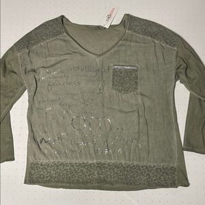 Amorosa Military Green V-Neck Top